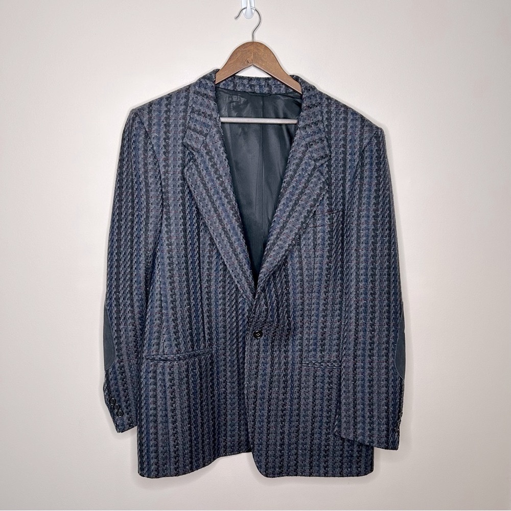 Thomas Jeffery Wool Sport Coat Navy Houndstooth 38R